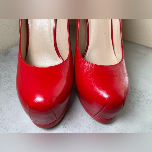 YSL CANDY APPLE RED PLATFORM 6 INCH HEELS SIZE 38.5 - Picture 7 of 15